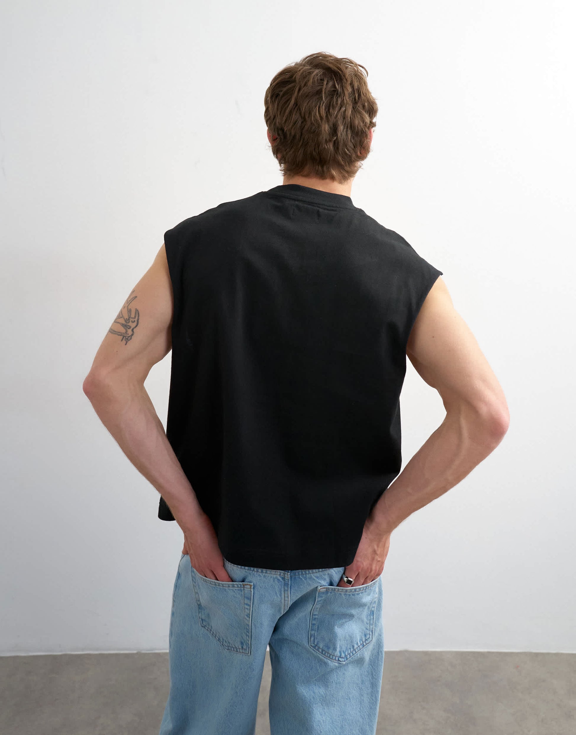 Topman relaxed fit cropped sleeveless t-shirt in black