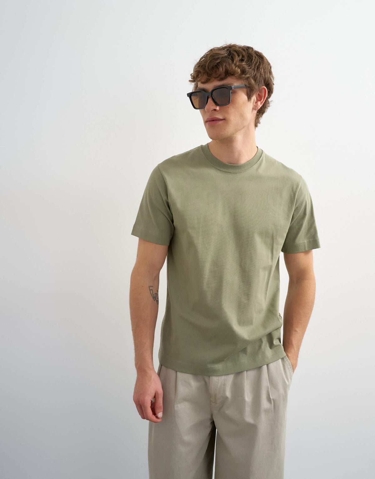 Topman classic fit t-shirt in khaki