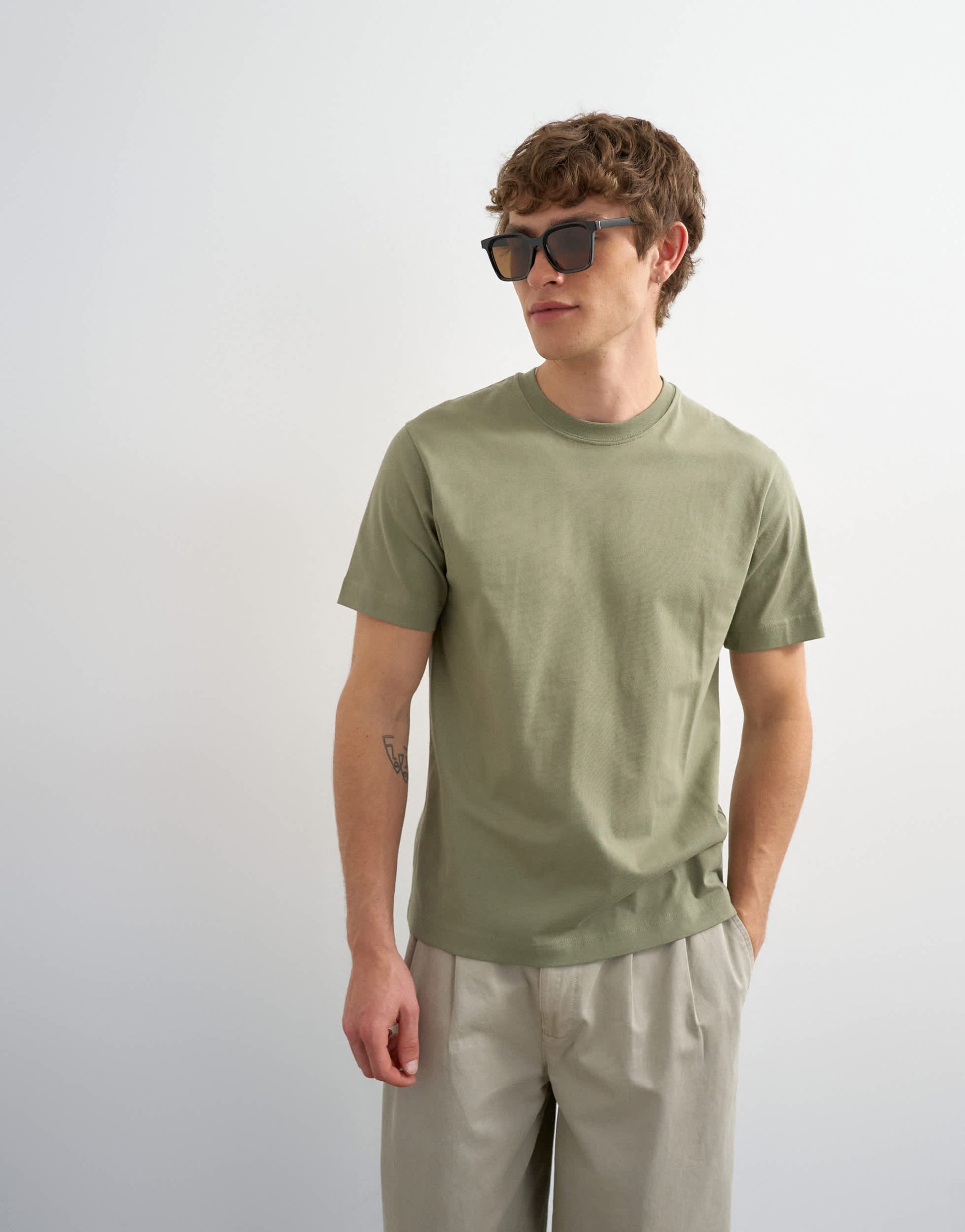Topman classic fit t-shirt in khaki