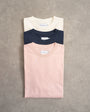 Topman 3 pack classic fit t-shirt in navy, ecru and pink