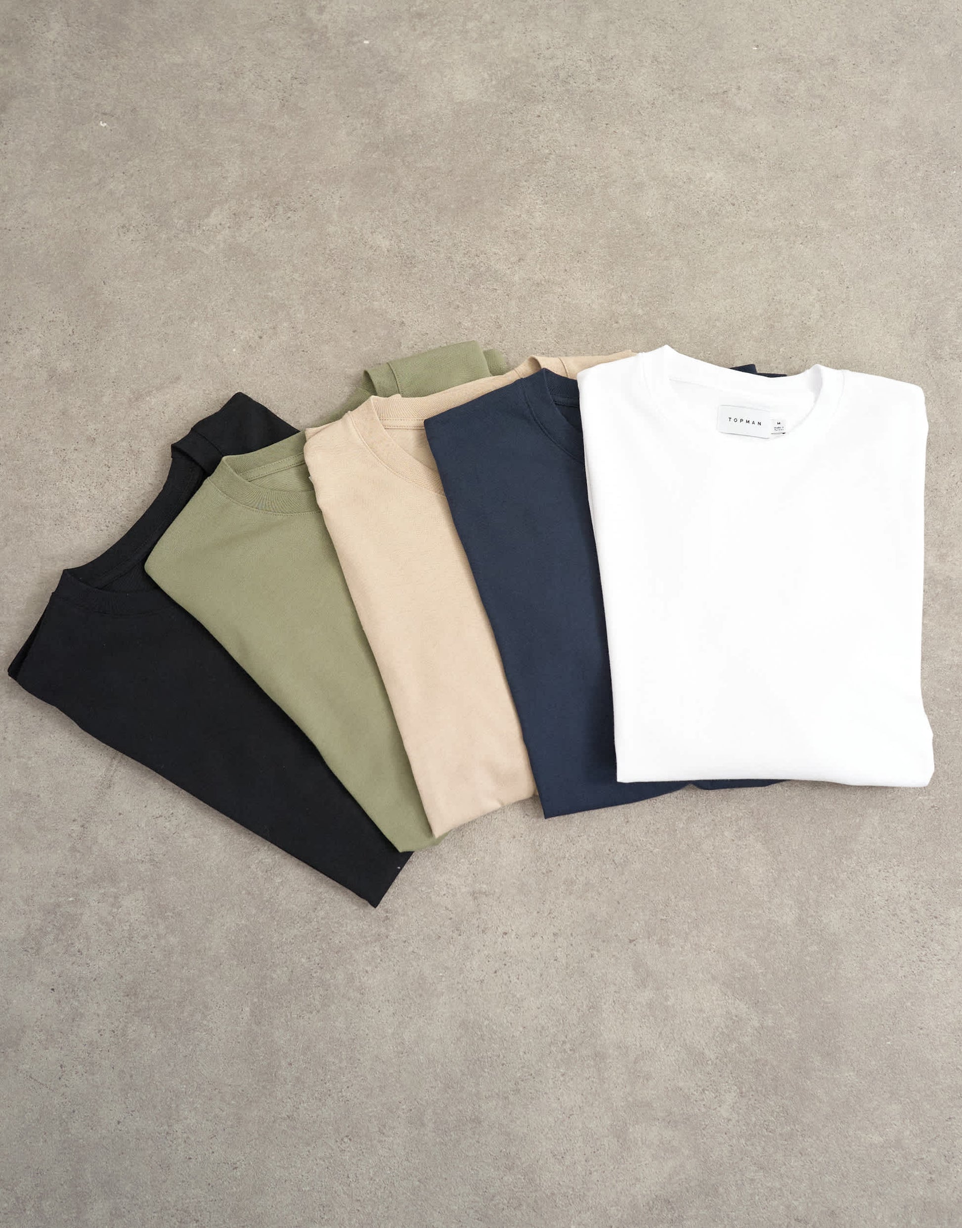 Topman 5 pack classic fit t-shirt in black, white, khaki, navy and stone