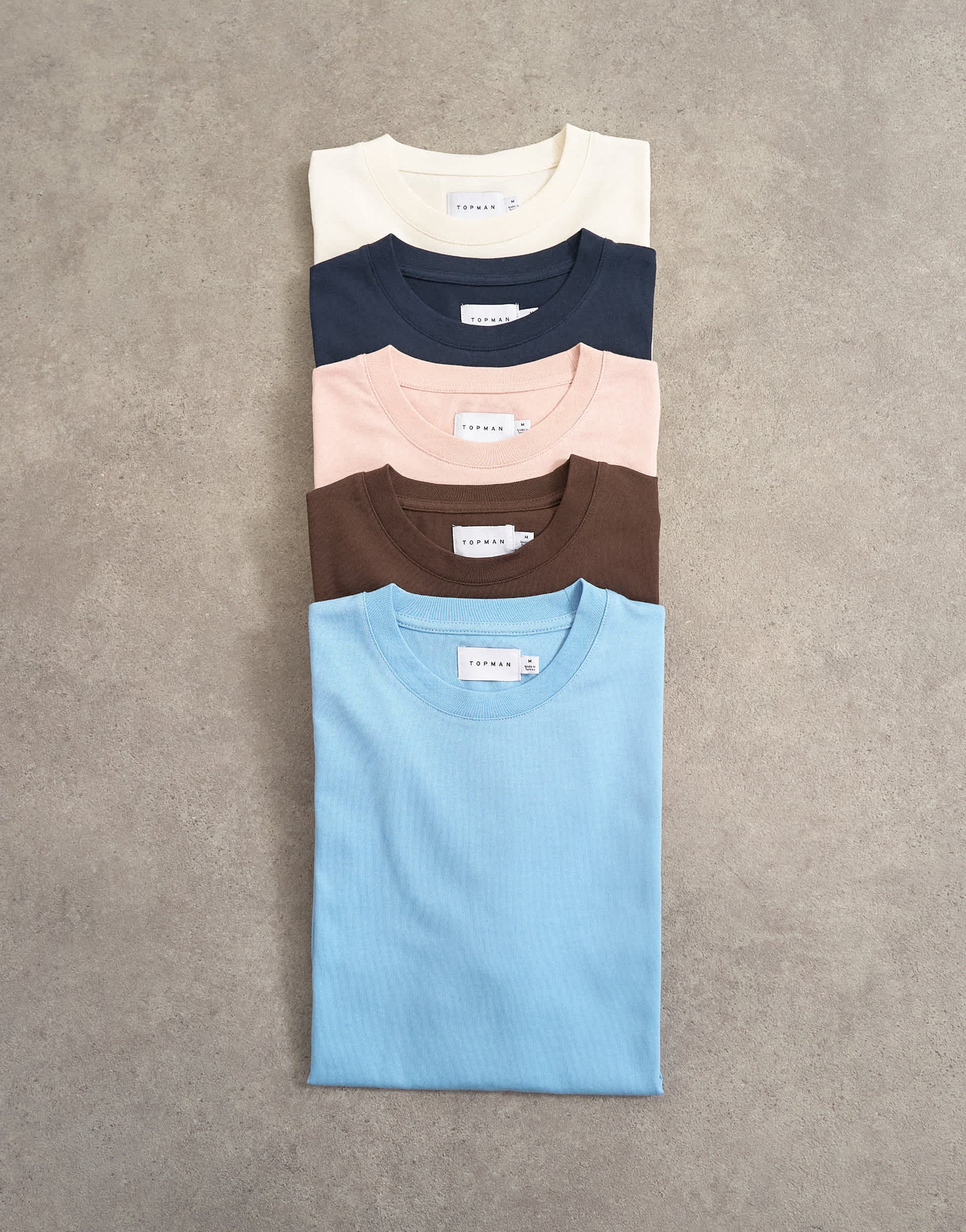 Topman 5 pack classic fit t-shirt in navy, ecru, pink, brown and blue