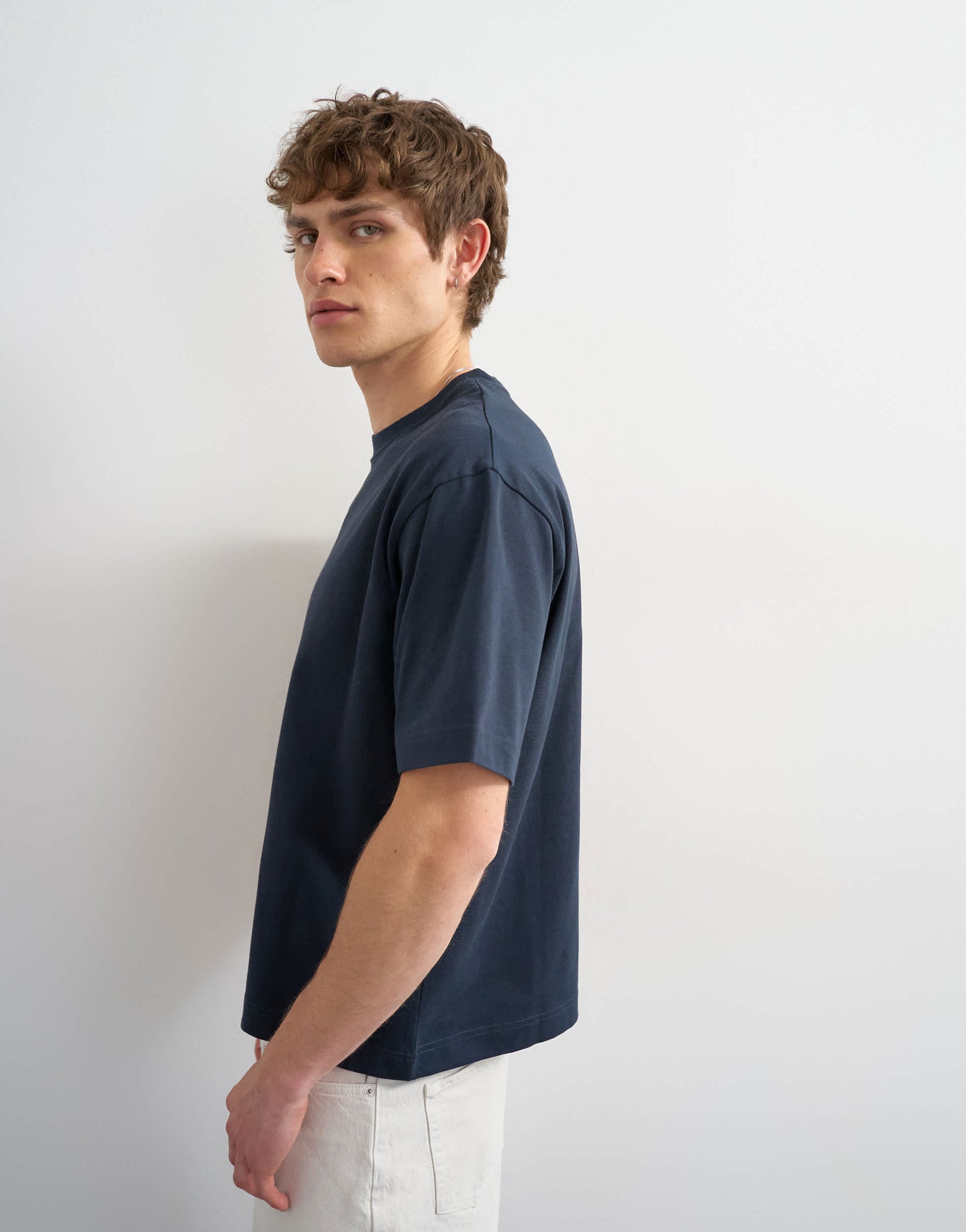 Topman relaxed fit cropped t-shirt in navy