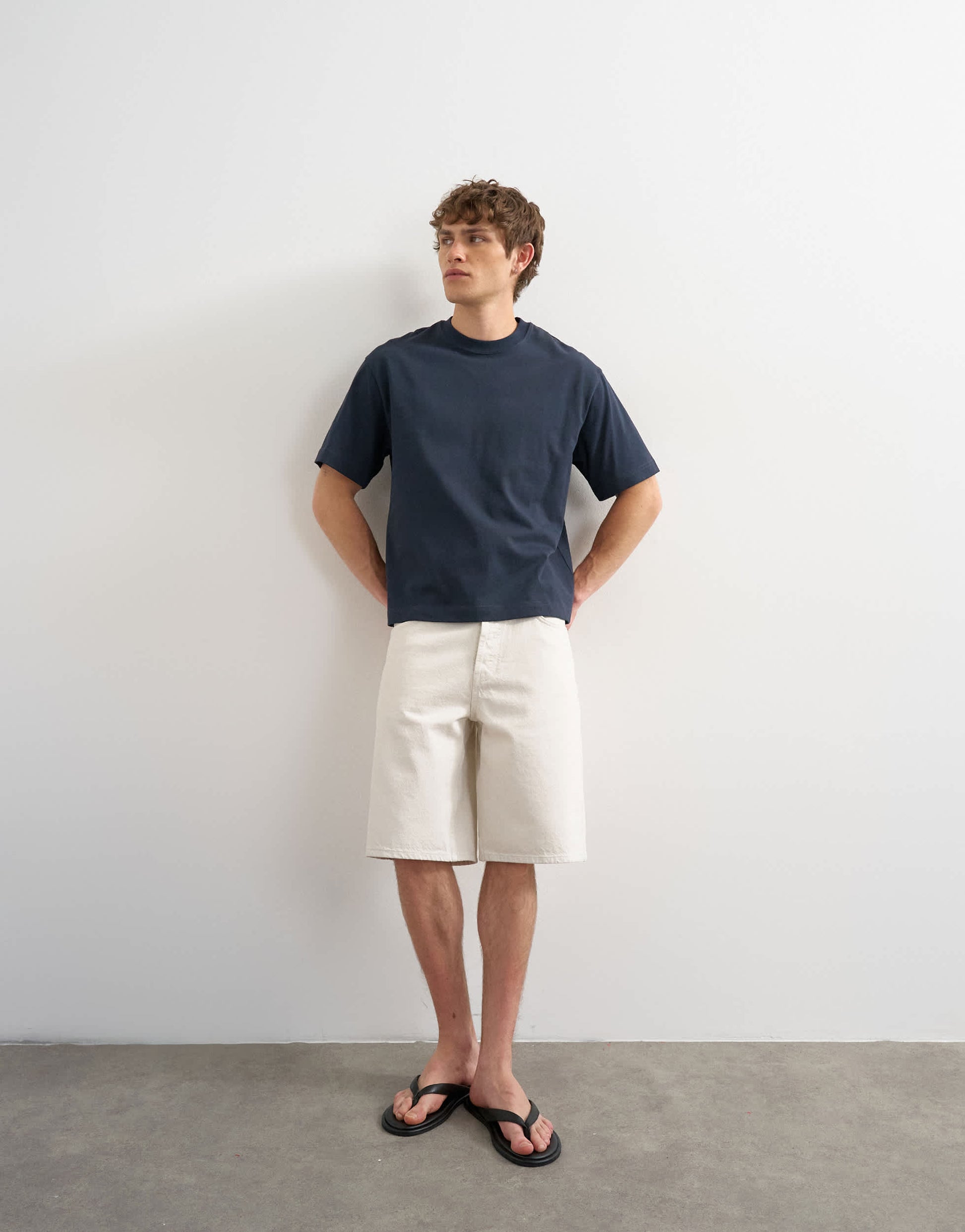 Topman relaxed fit cropped t-shirt in navy