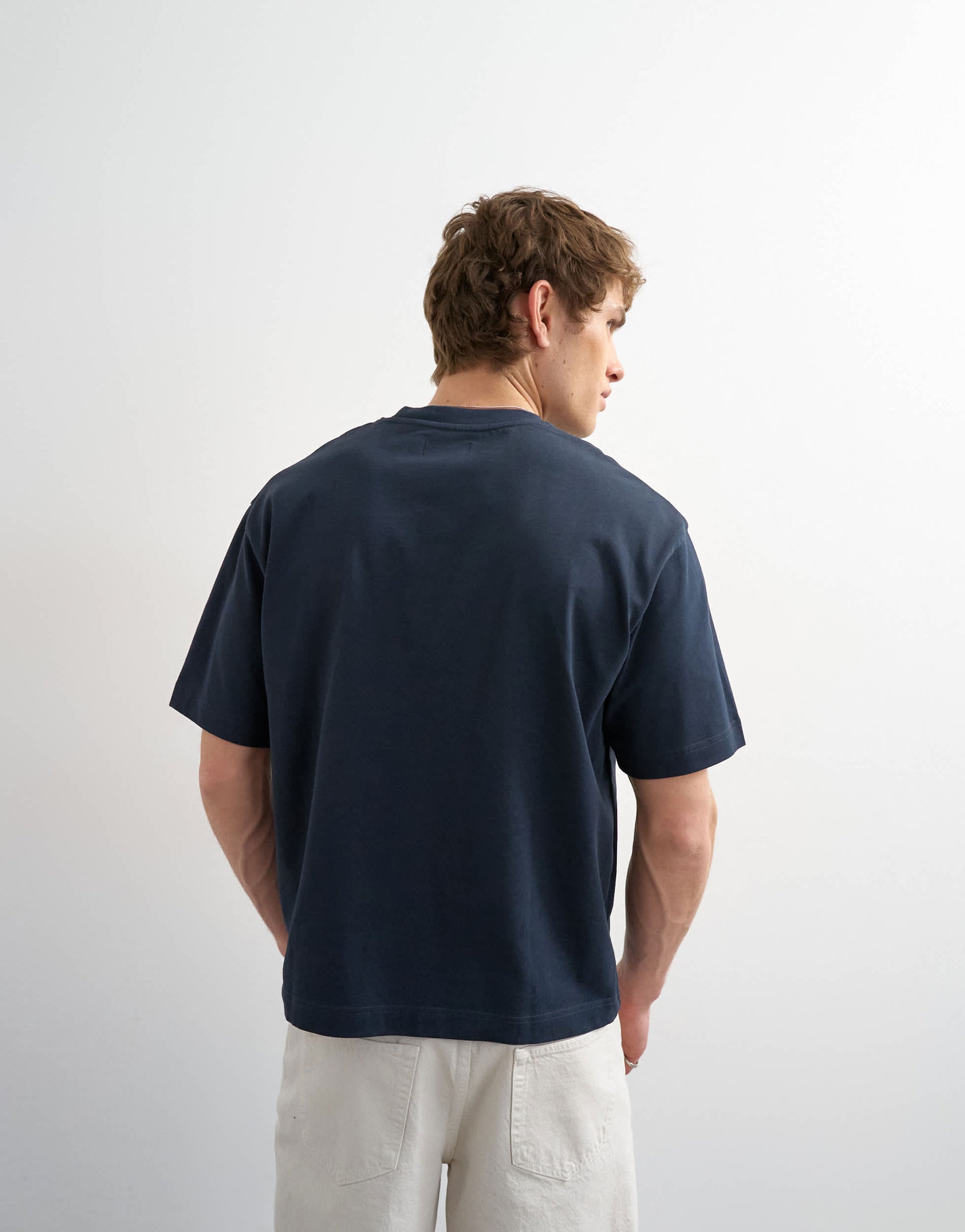 Topman relaxed fit cropped t-shirt in navy