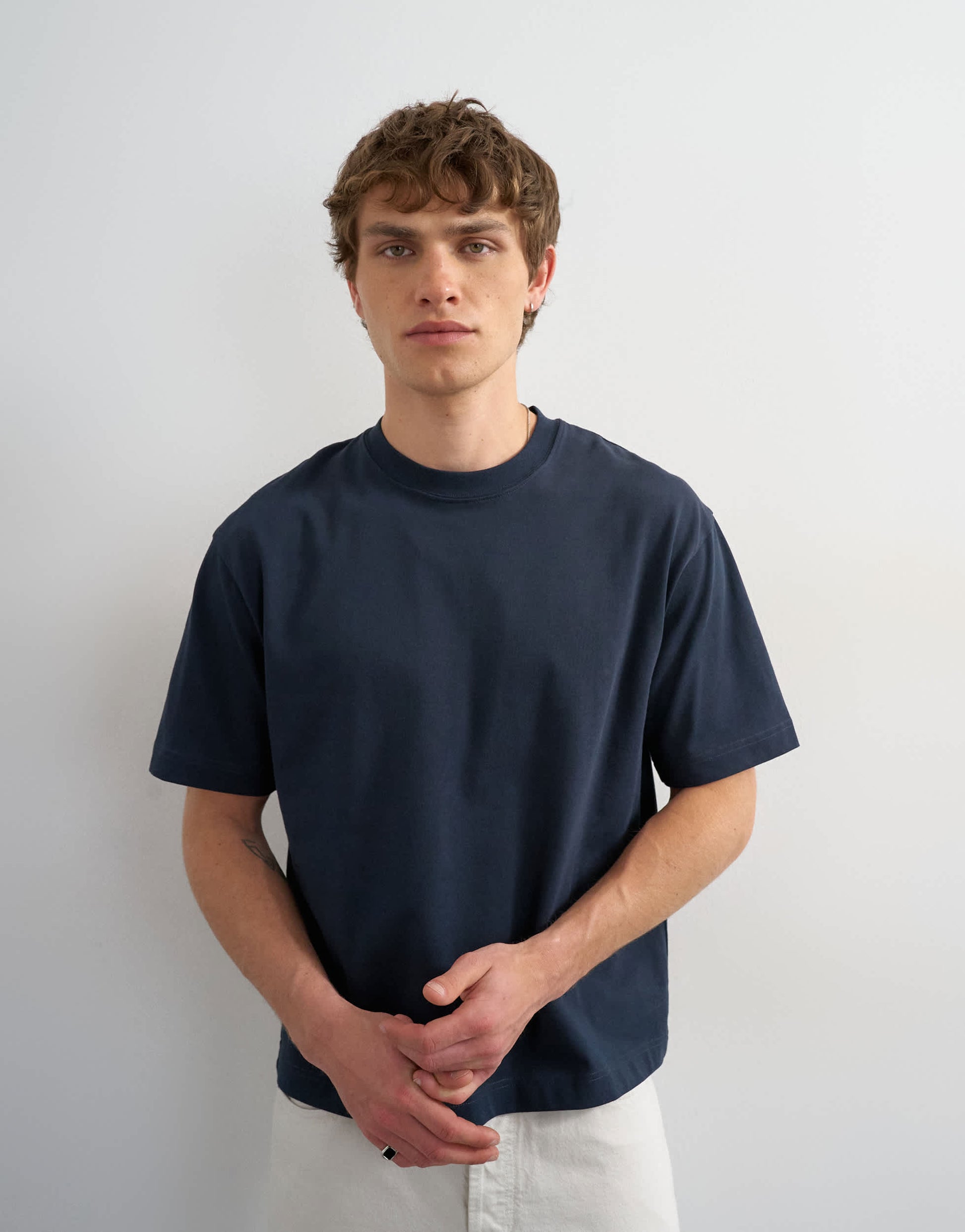 Topman relaxed fit cropped t-shirt in navy
