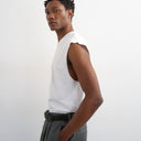 Topman relaxed fit cropped sleeveless t-shirt in white