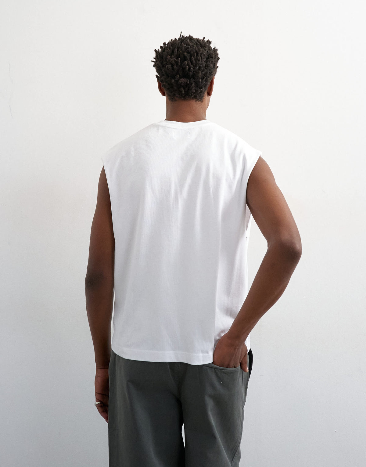 Topman relaxed fit cropped sleeveless t-shirt in white