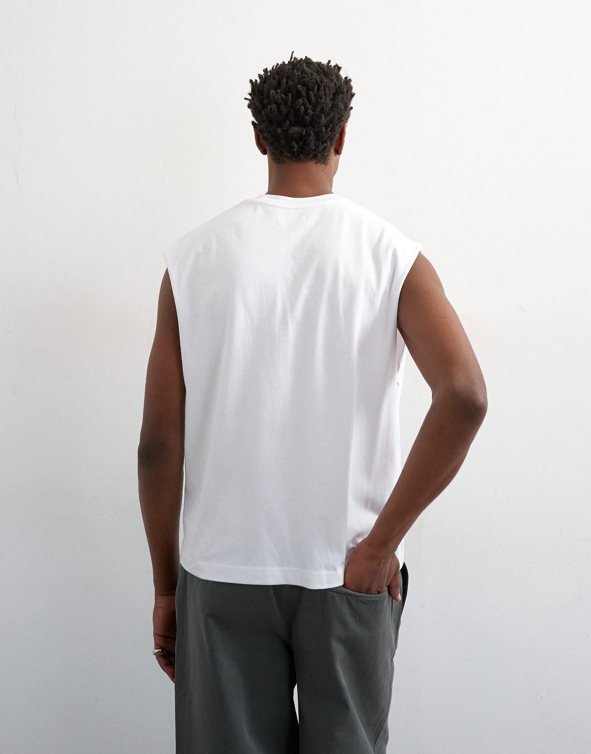 Topman relaxed fit cropped sleeveless t-shirt in white