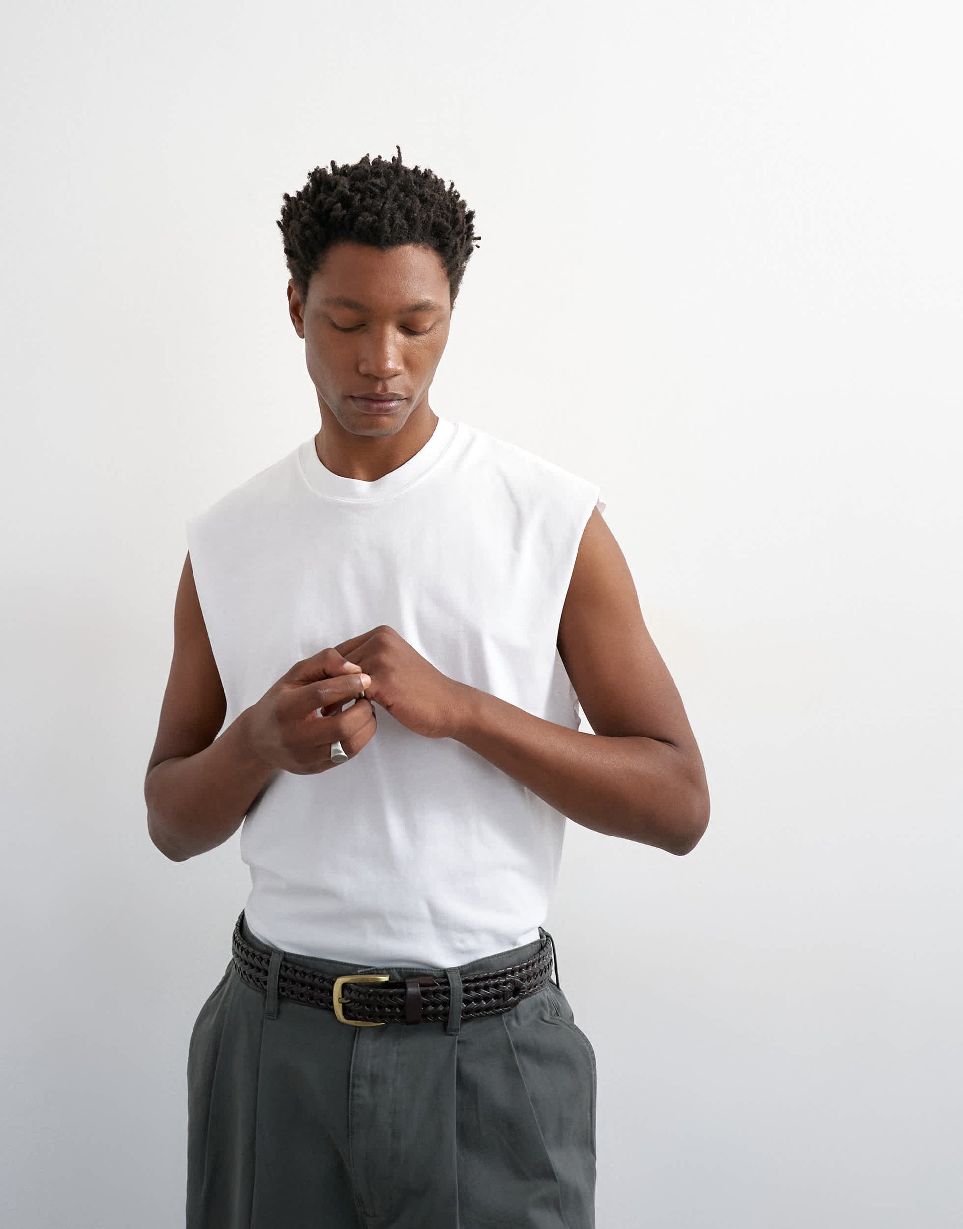 Topman relaxed fit cropped sleeveless t-shirt in white