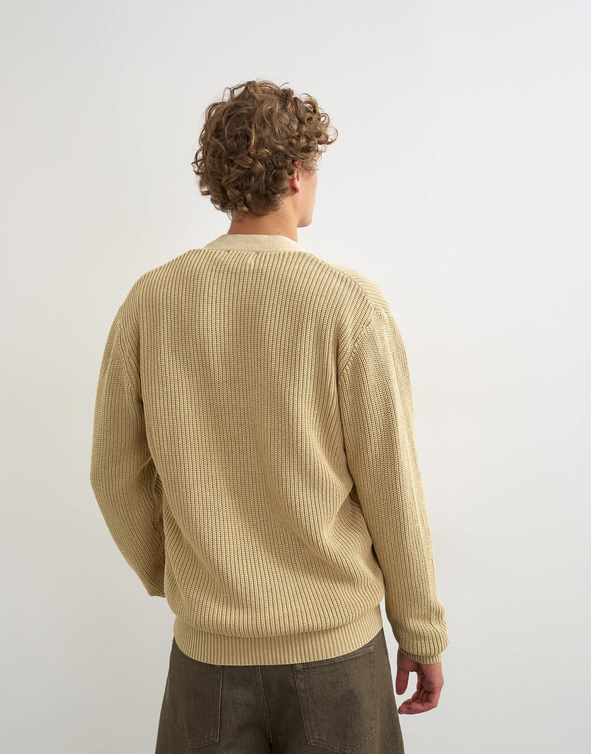 Topman relaxed fit acid wash knitted zip through cardigan in beige