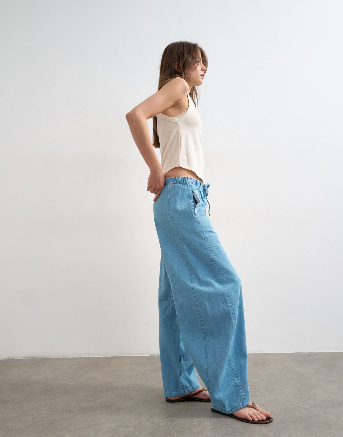 Topshop pull on barrel jean in summer blue 