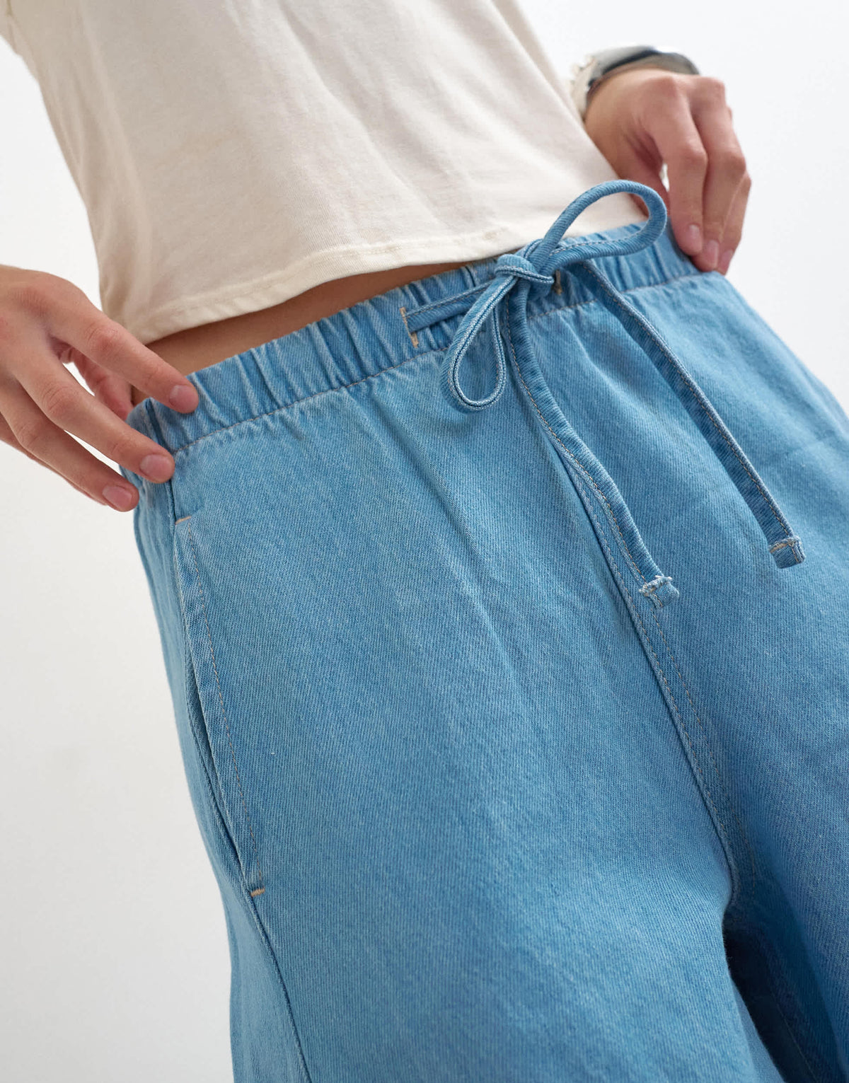 Topshop pull on barrel jean in summer blue 