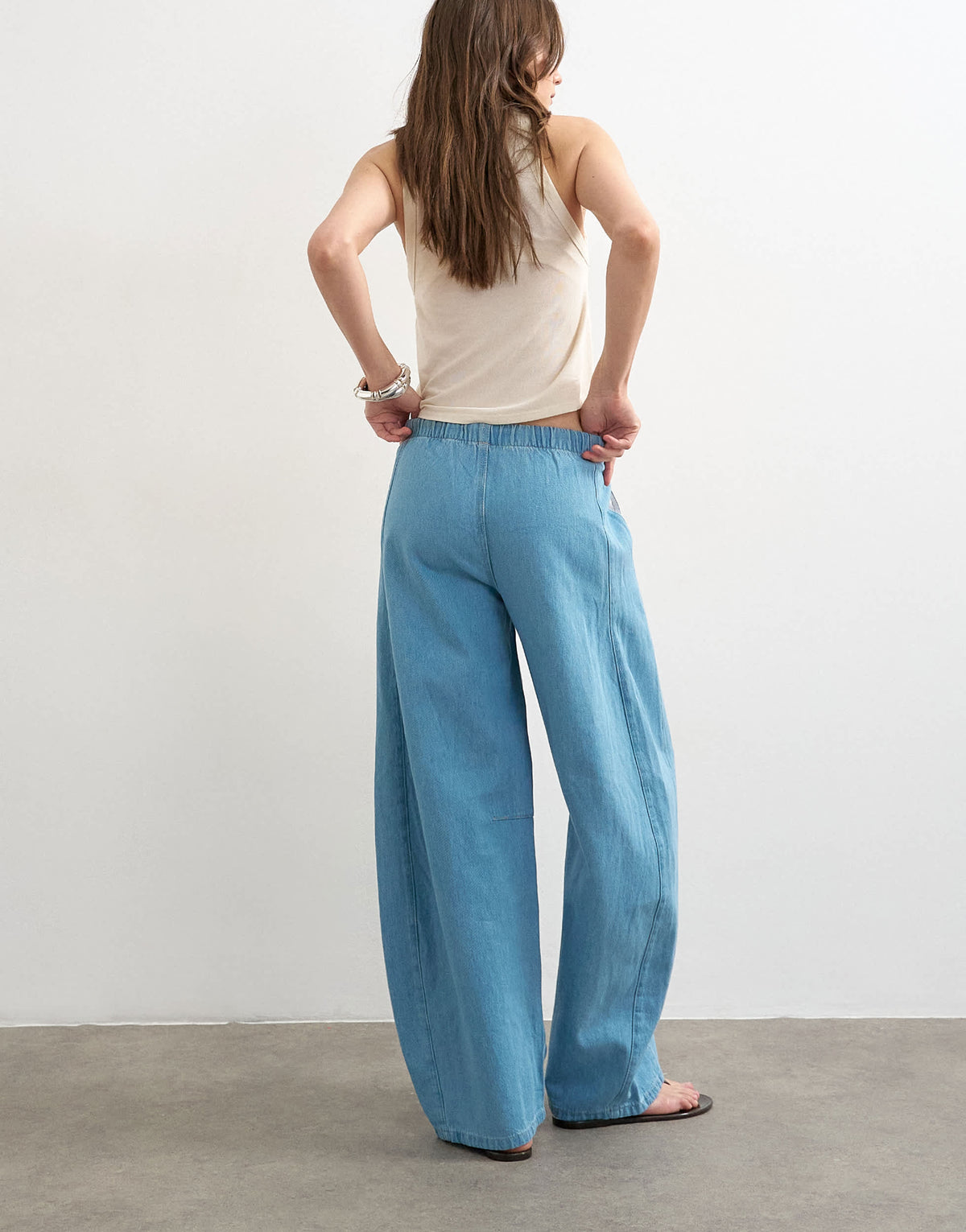 Topshop pull on barrel jean in summer blue 