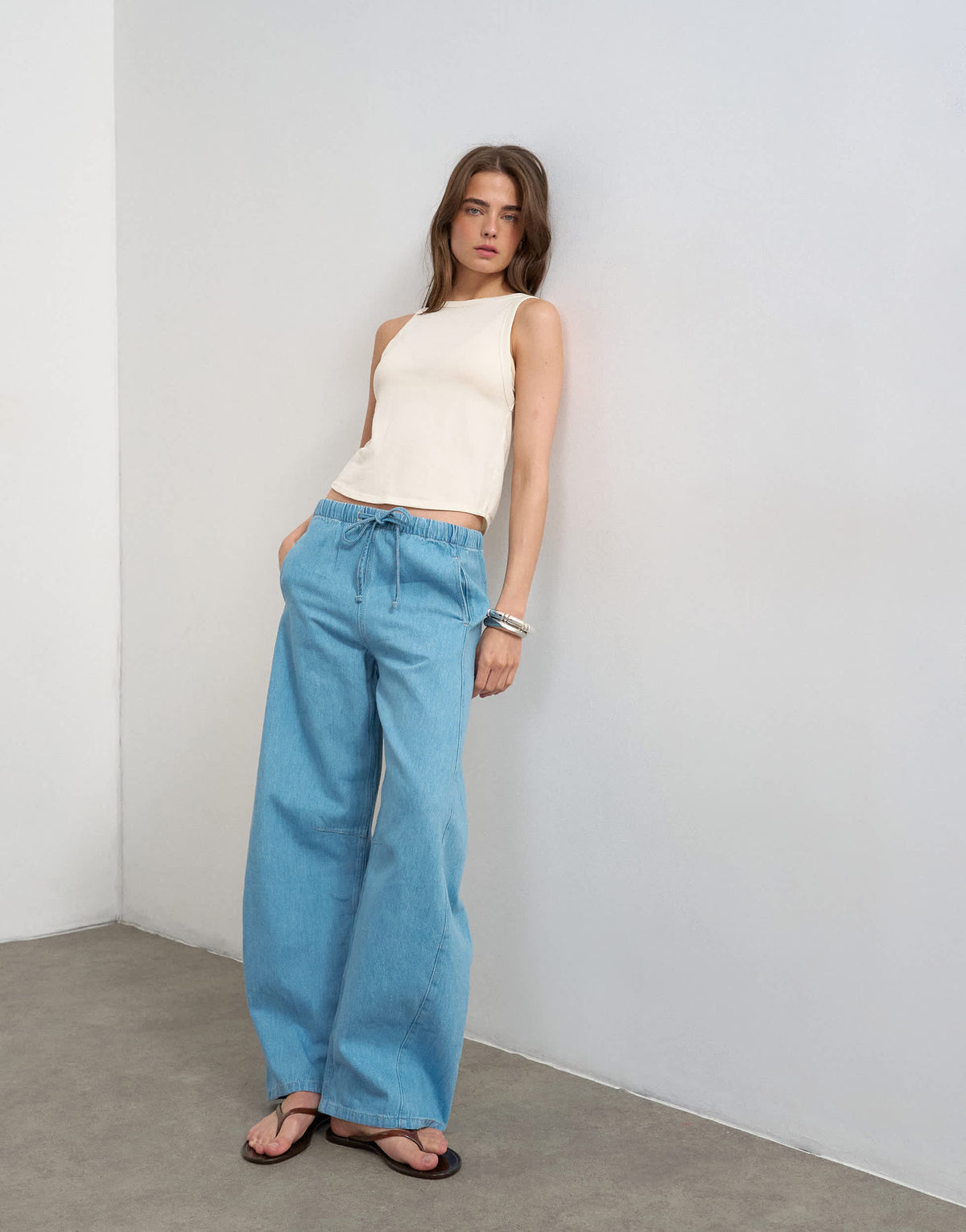 Topshop pull on barrel jean in summer blue 