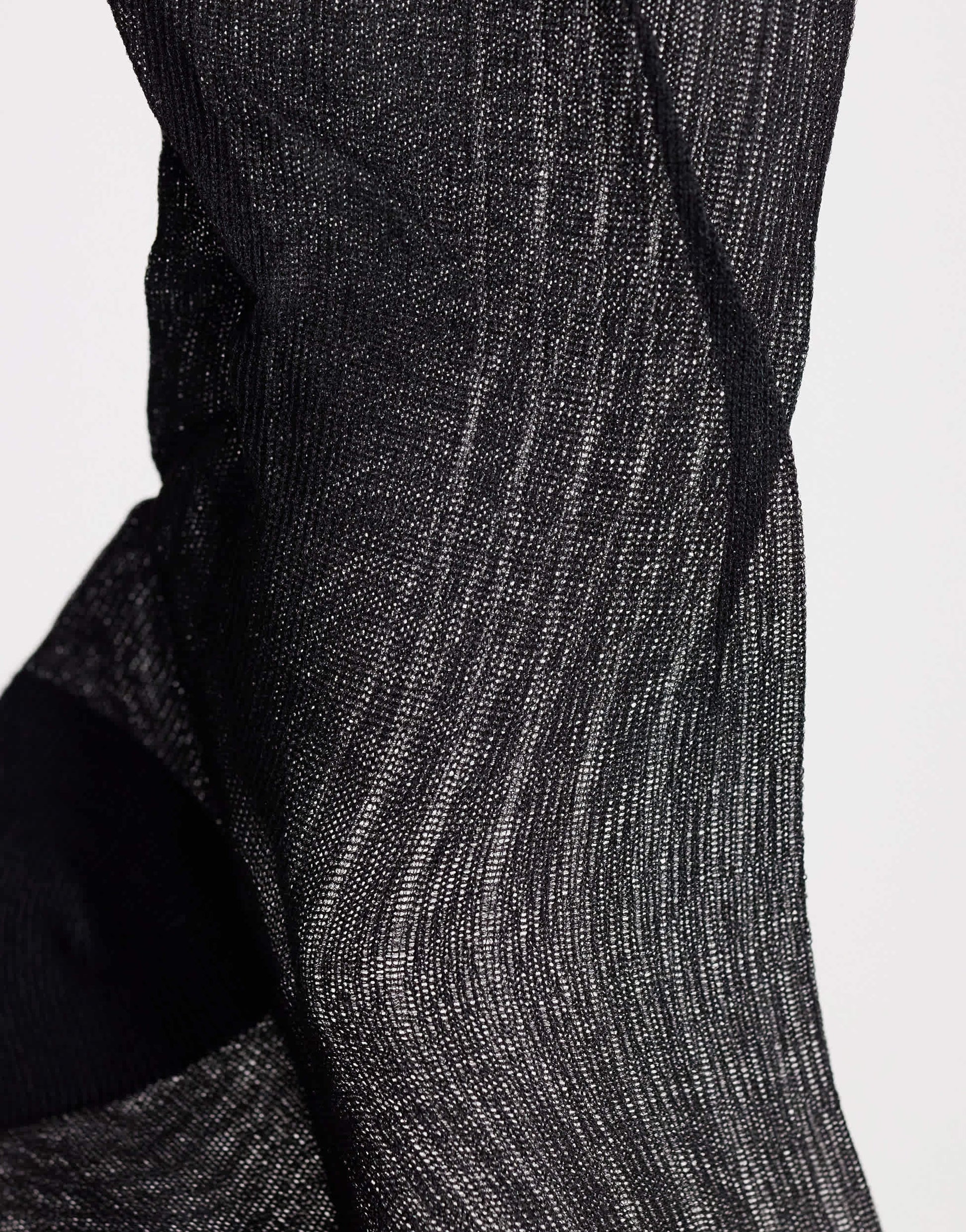 Topshop sheer ribbed sock in black