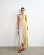 Topshop scarf detail chiffon maxi dress in purple and green stripe