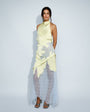 Topshop satin halter neck lace hem occasion maxi dress in lime and blue