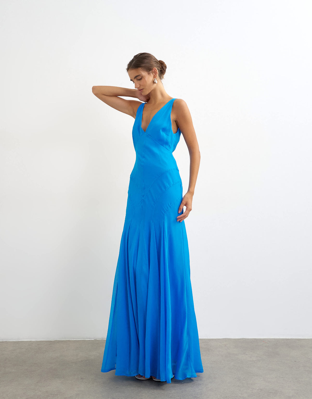 Topshop seamed skirt maxi occasion dress in blue
