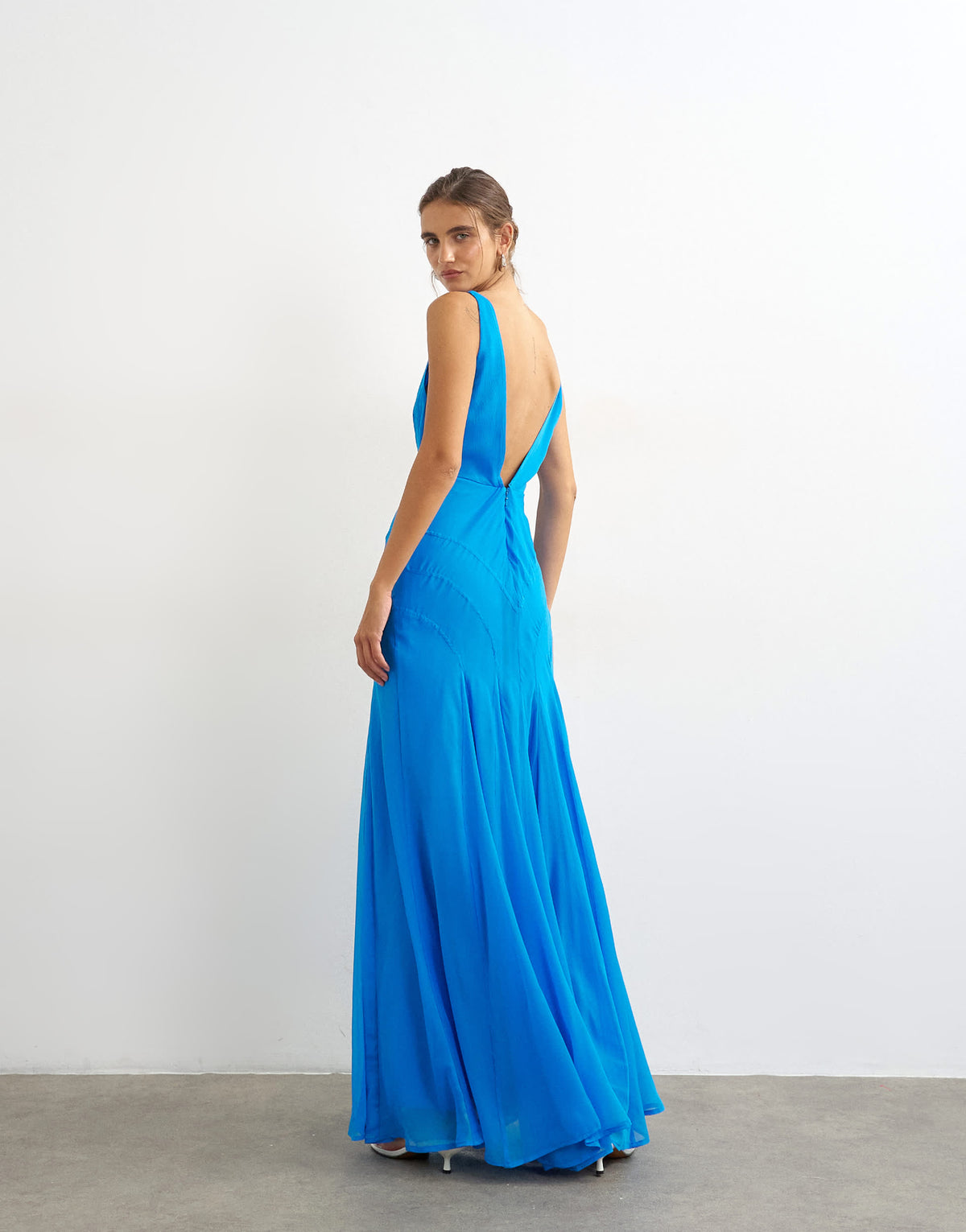 Topshop seamed skirt maxi occasion dress in blue