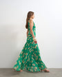 Topshop chiffon maxi dress with seam detail in green floral