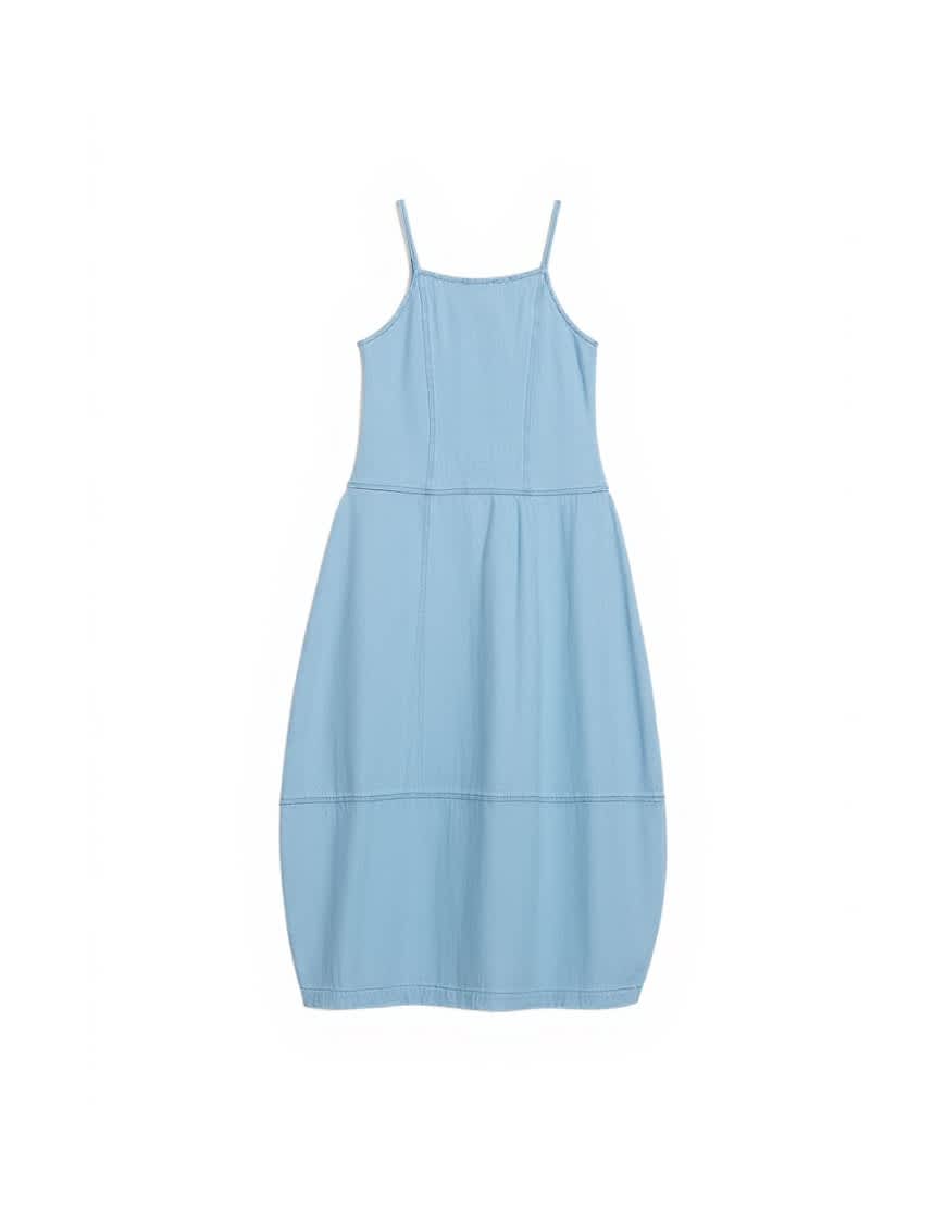 Topshop denim barrel maxi dress in bleach