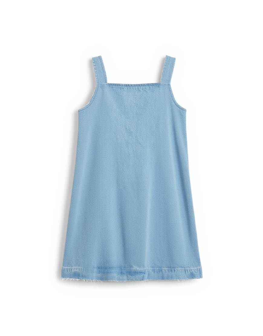 Topshop denim square neck pinny dress in bleach