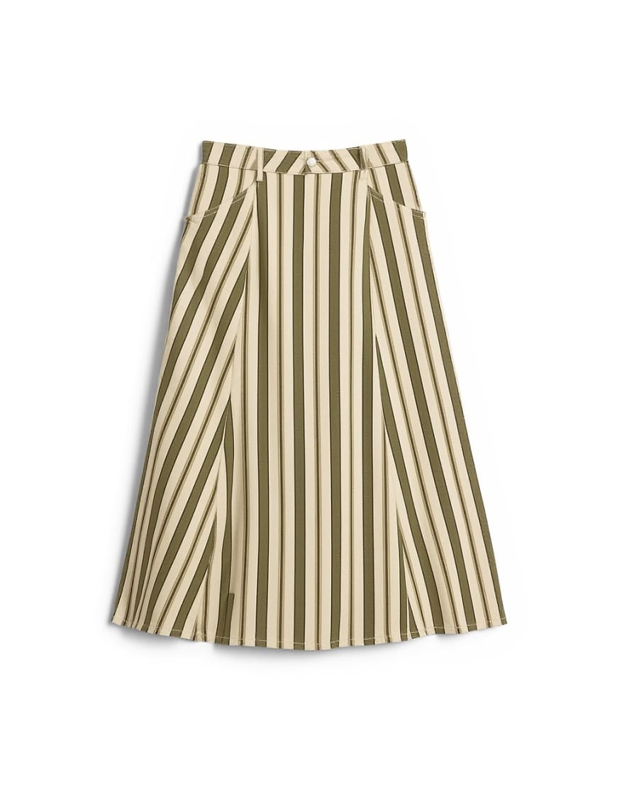 Topshop denim circle seamed maxi skirt in stripe