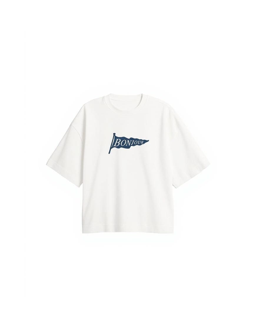 Topman relaxed fit t-shirt with Bonjour Flag patch in ecru