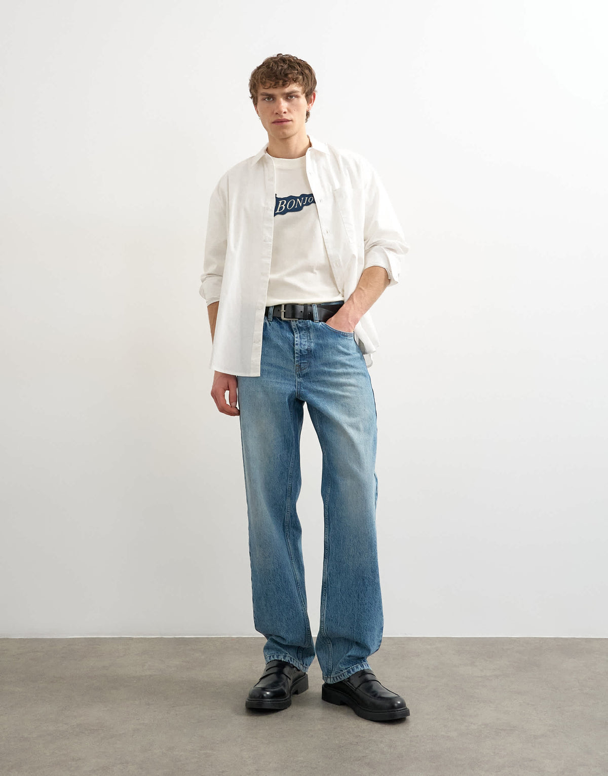 Topman relaxed fit t-shirt with Bonjour Flag patch in ecru