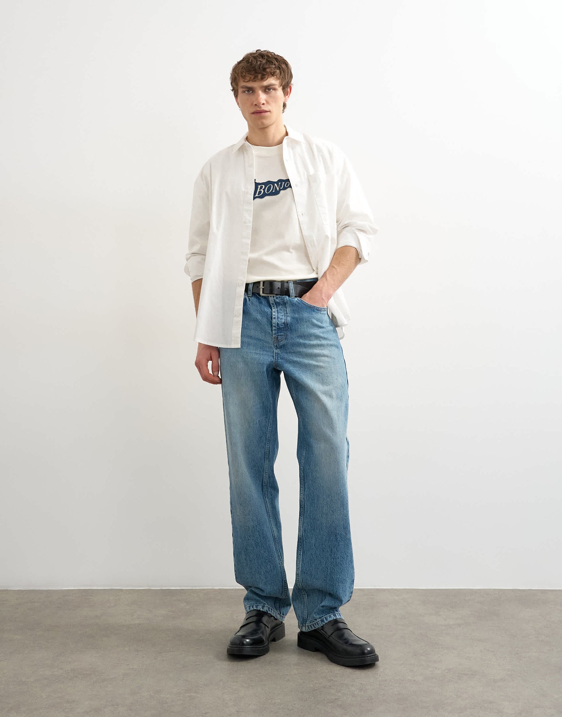Topman relaxed fit t-shirt with Bonjour Flag patch in ecru