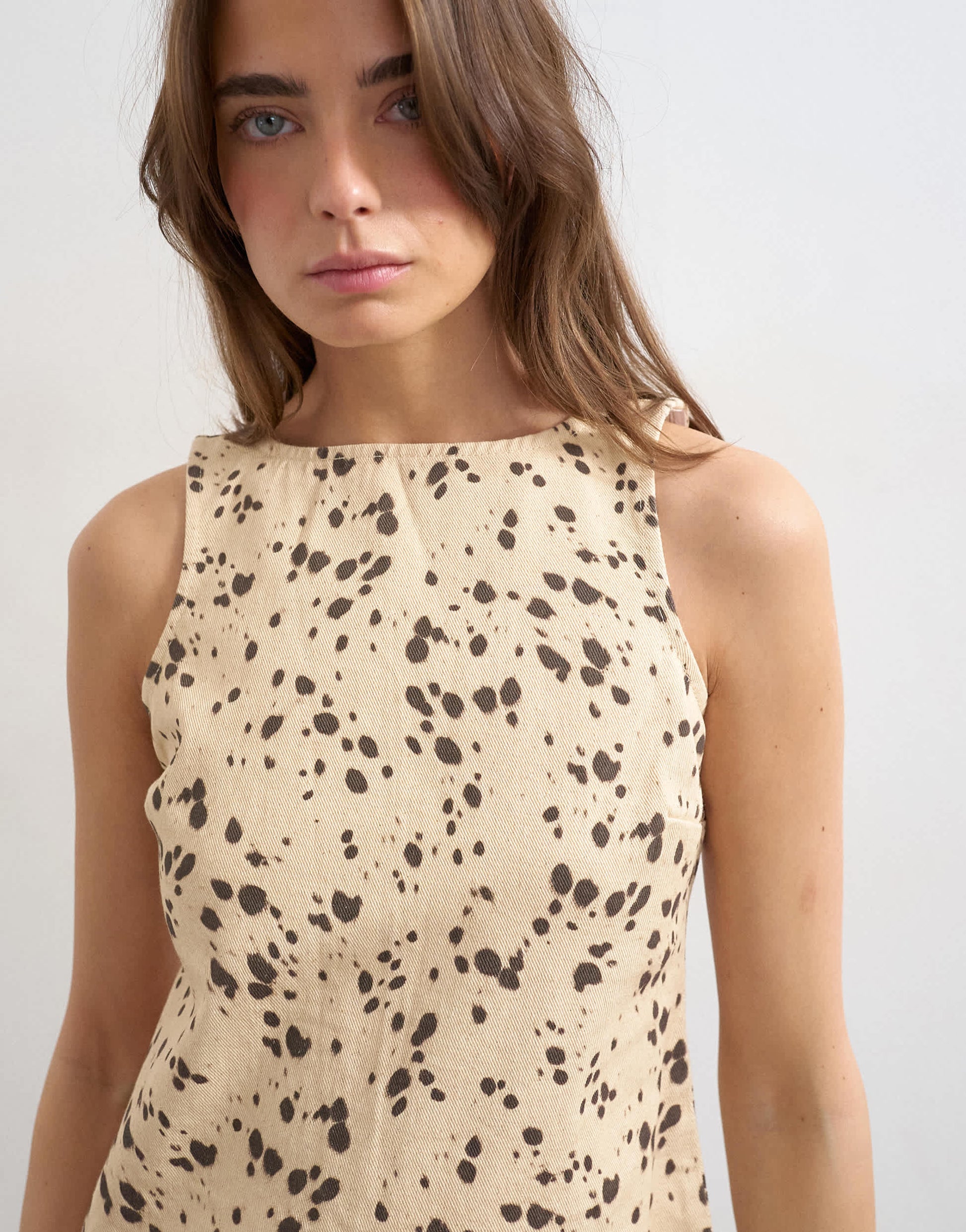 Topshop denim shift dress in deer print