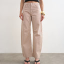 Topshop Barrel mid rise jean in red stripe