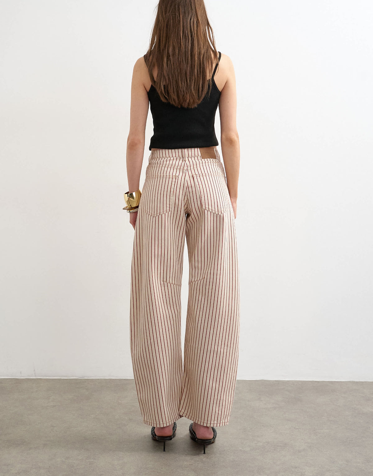 Topshop Barrel mid rise jean in red stripe