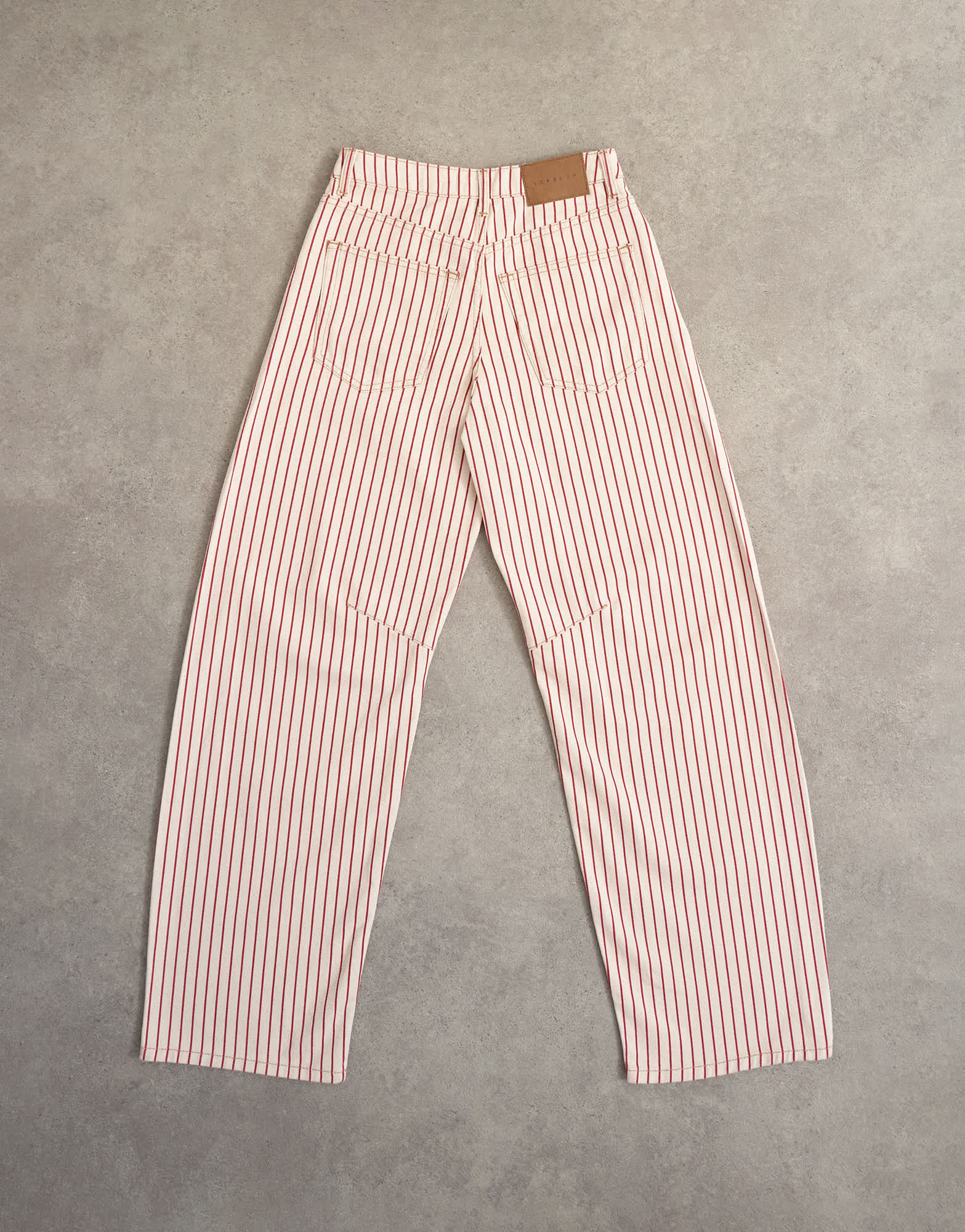 Topshop Barrel mid rise jean in red stripe
