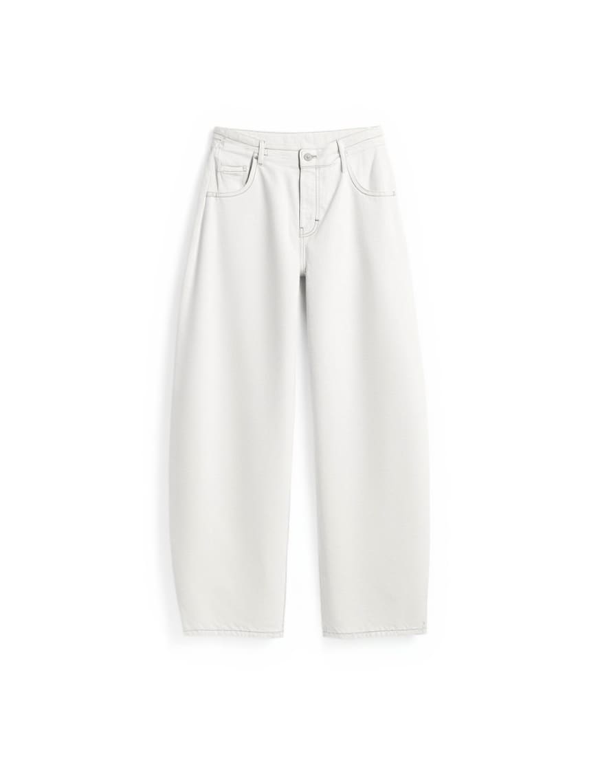 Topshop Cocoon mid rise barrel jean in bone