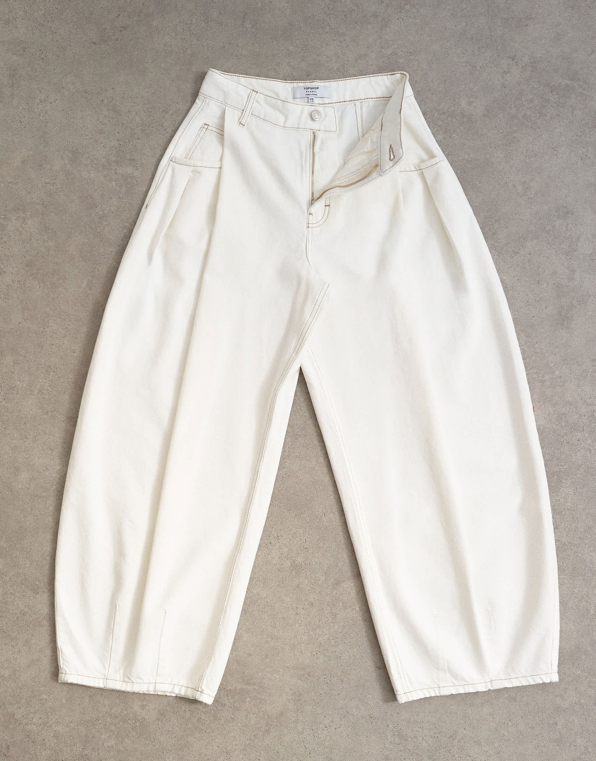Topshop Cocoon mid rise barrel jean in bone