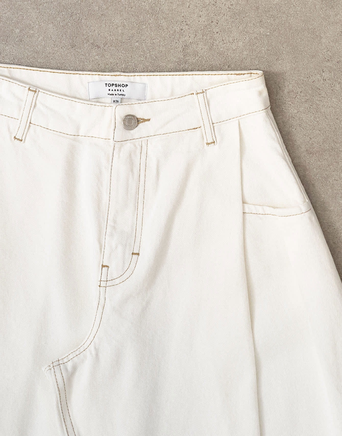 Topshop Cocoon mid rise barrel jean in bone