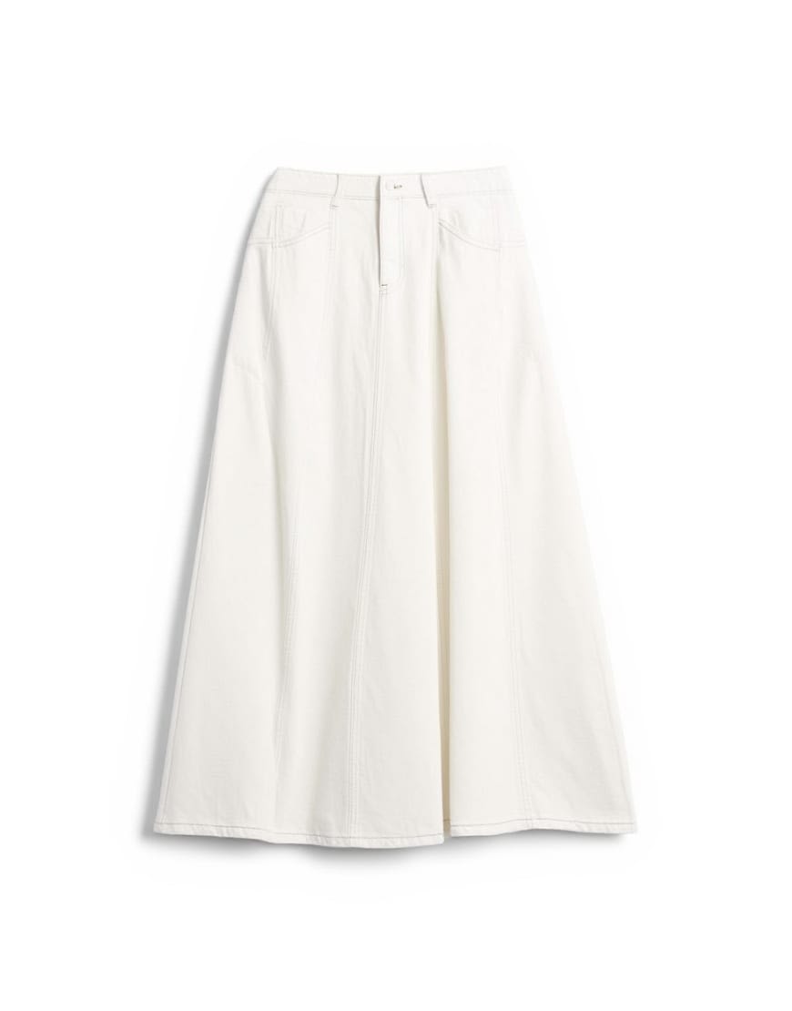 Topshop denim circle seamed maxi skirt in bone