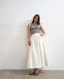 Topshop denim circle seamed maxi skirt in bone