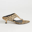 Topshop Nancy toe thong mid heel sandal in caramel dalmatian print hair on real leather 
