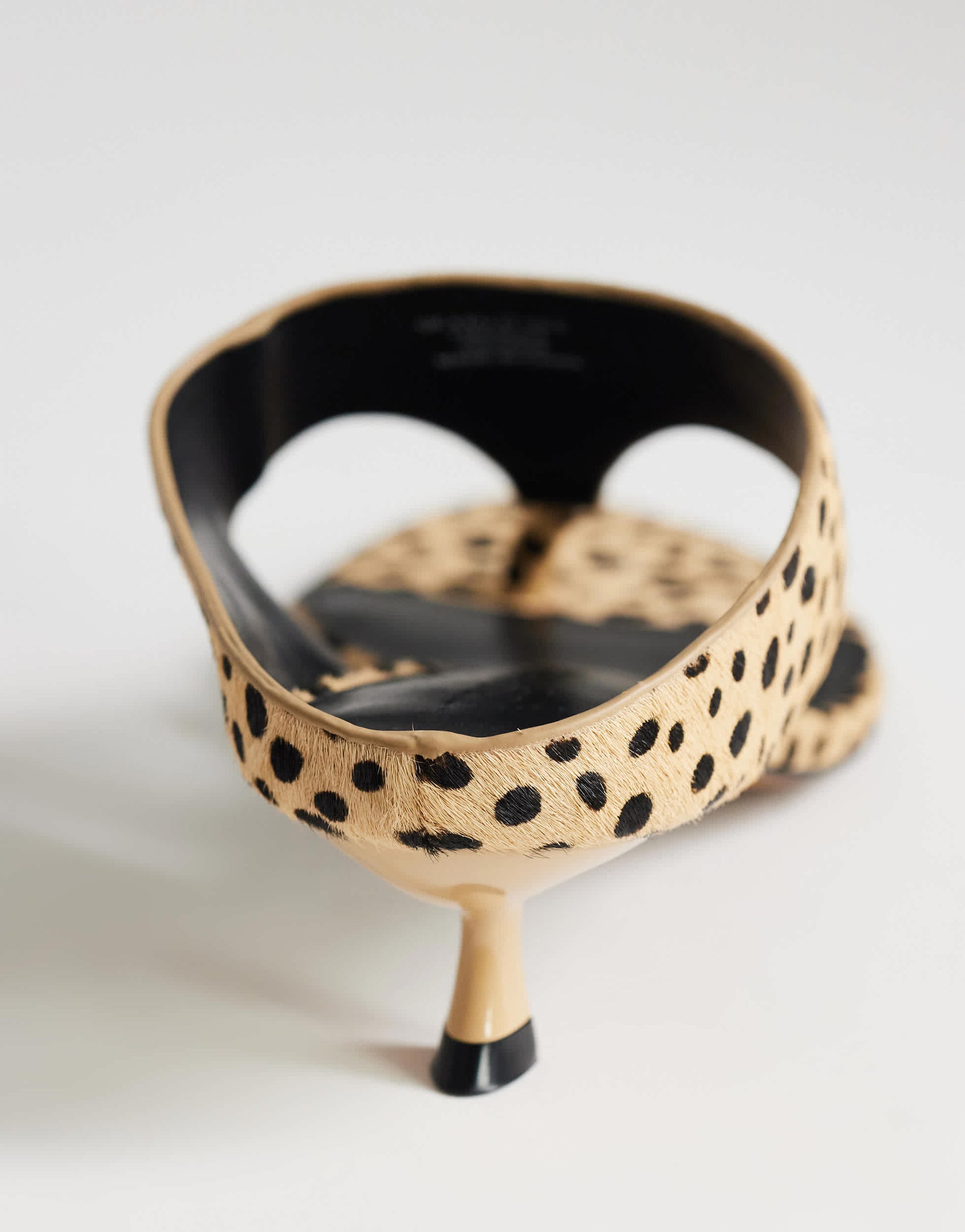 Topshop Nancy toe thong mid heel sandal in caramel dalmatian print hair on real leather 