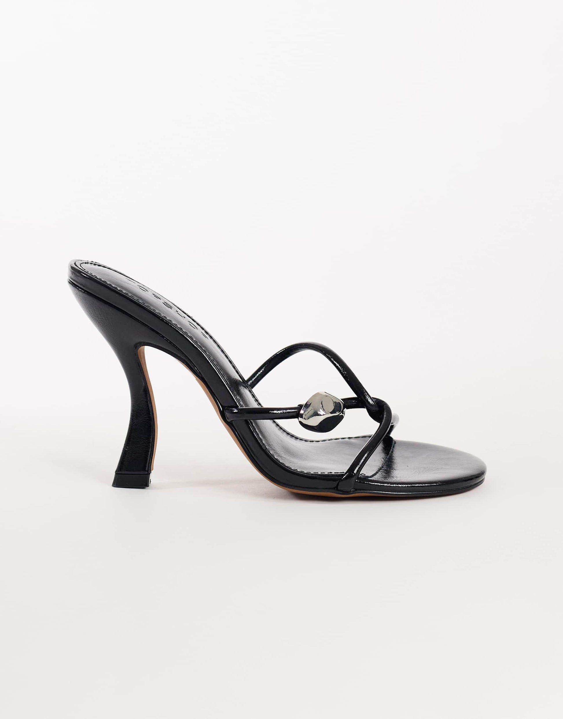 Topshop Olivia strappy high heel sandal with ball detail in black