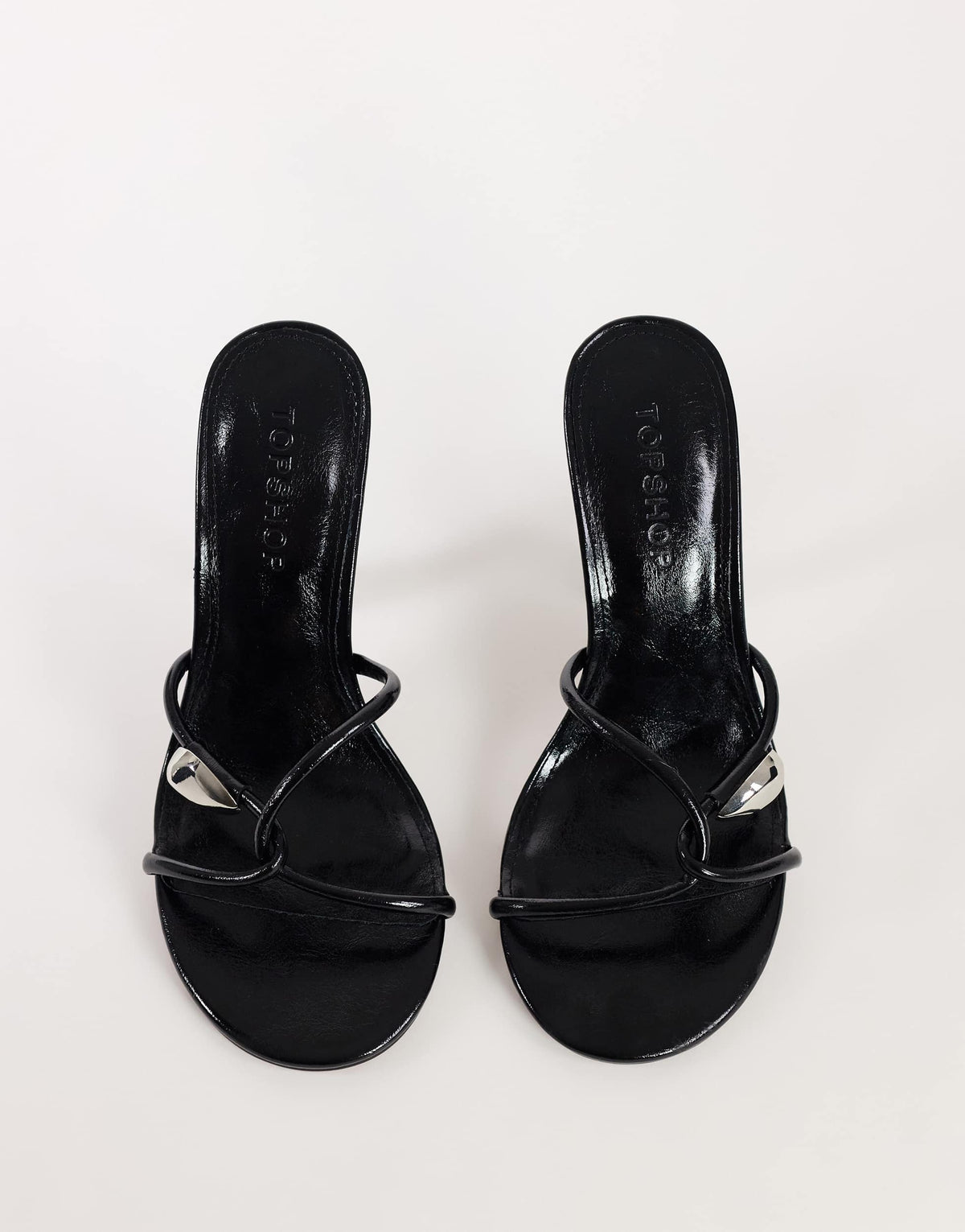 Topshop Olivia strappy high heel sandal with ball detail in black