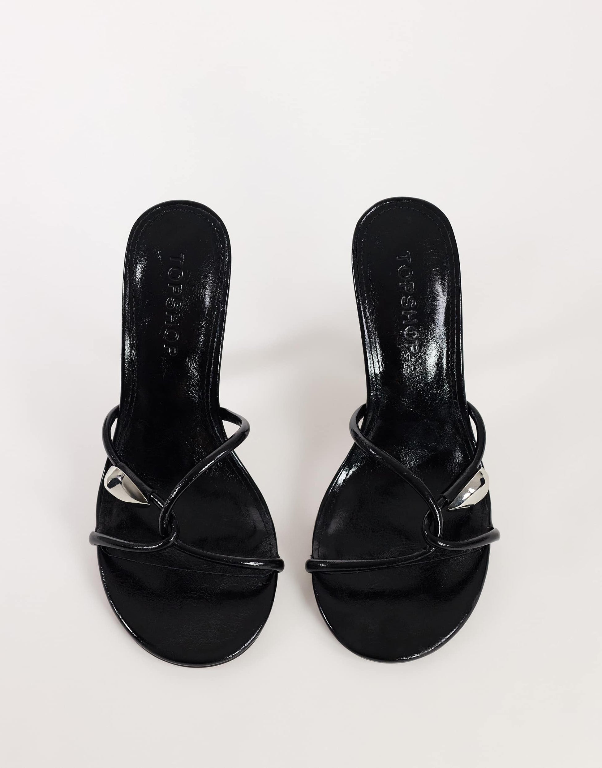 Topshop Olivia strappy high heel sandal with ball detail in black