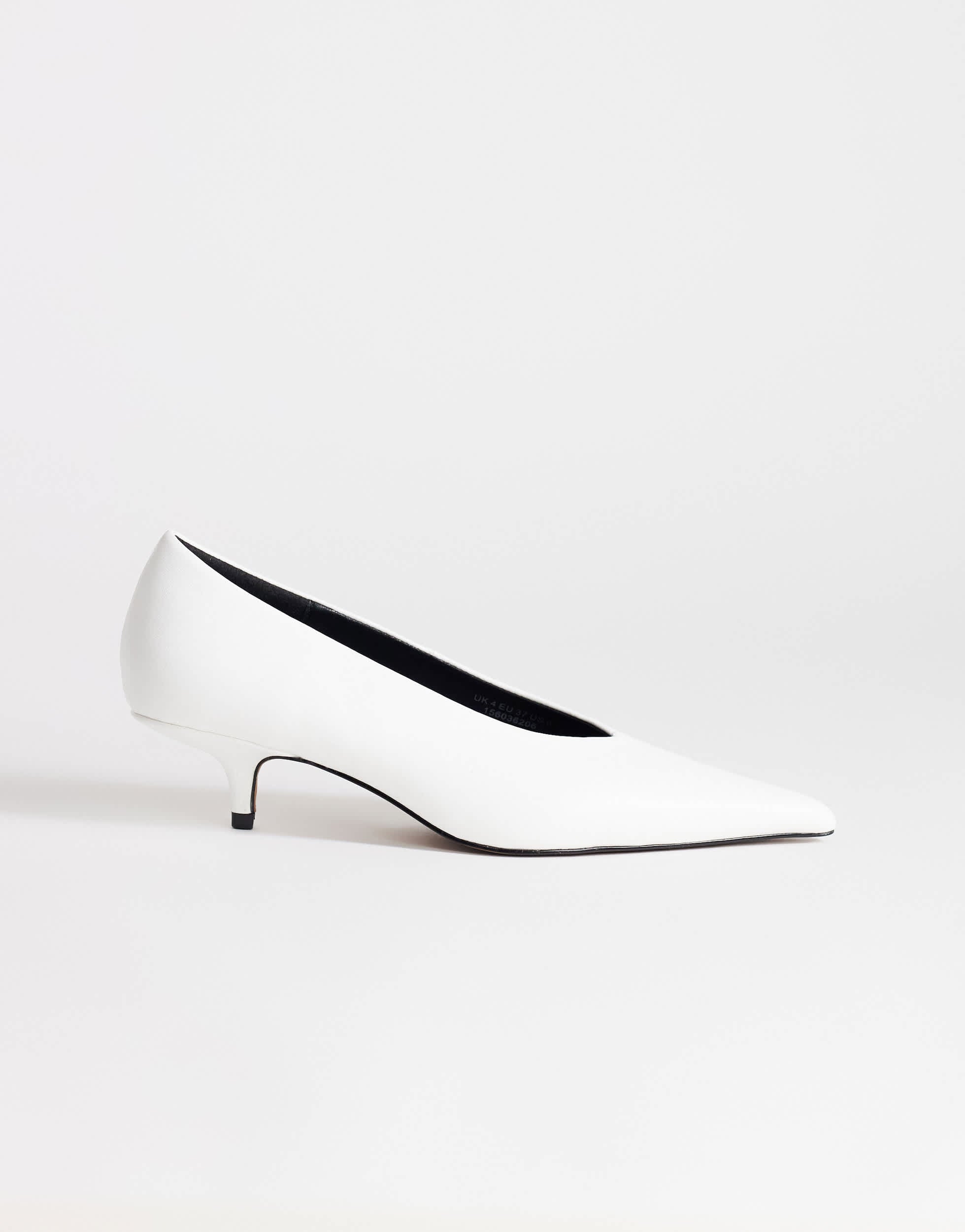 Topshop Avril kitten heel mid court shoe in white