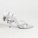Topshop Ophelia real leather high heeled sandal with ruffle in silver