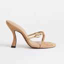 Topshop Olivia strappy high heel sandal with ball detail in taupe faux suedette
