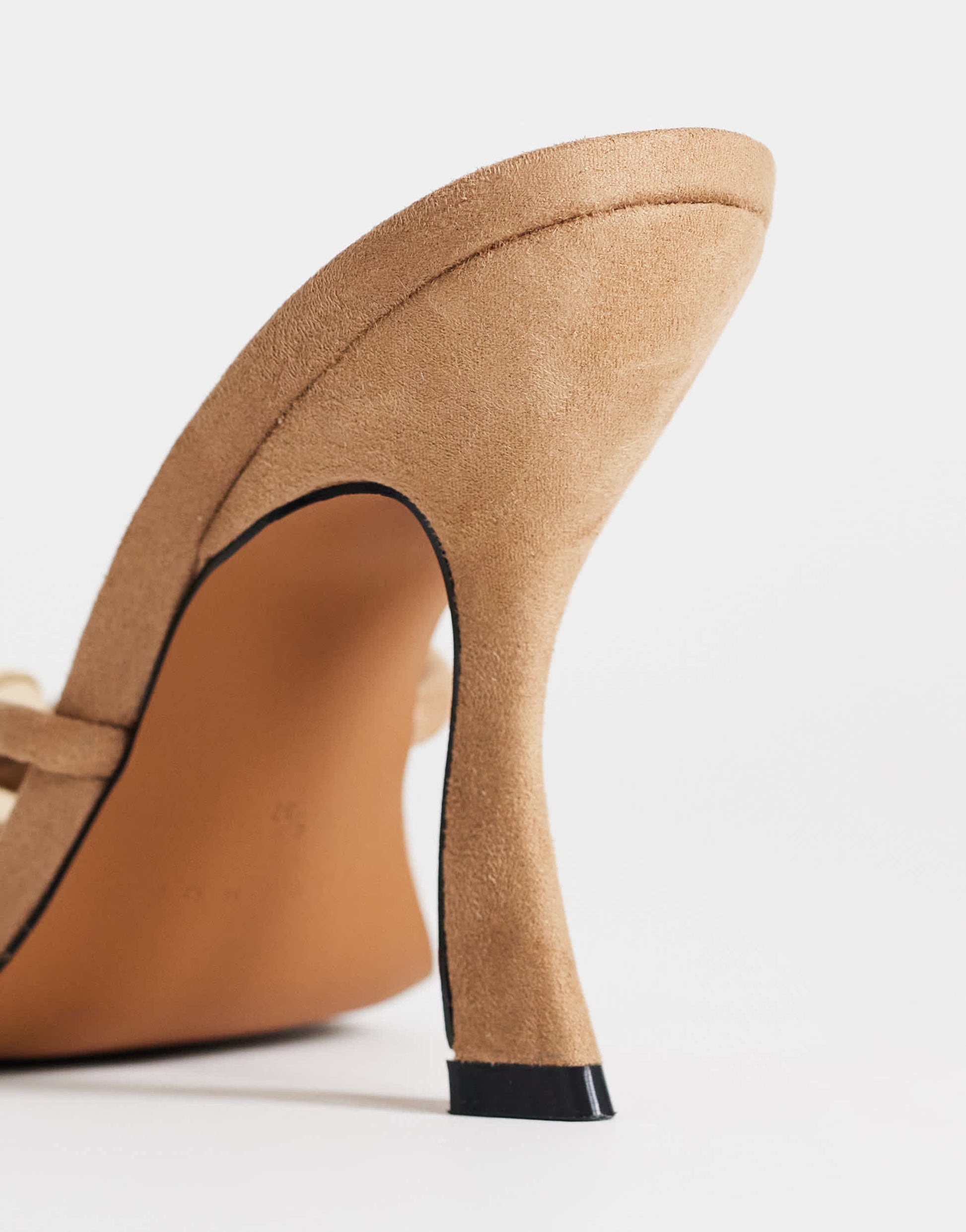 Topshop Olivia strappy high heel sandal with ball detail in taupe faux suedette