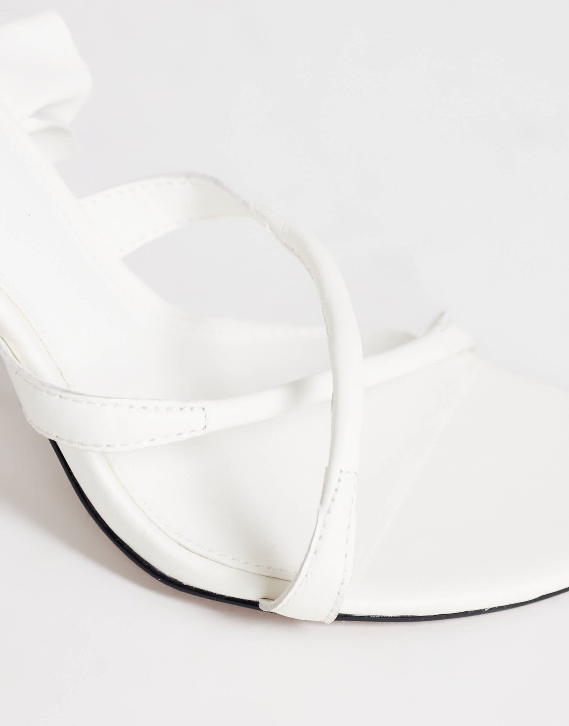 Topshop Ophelia real leather high heeled sandal with ruffle in white